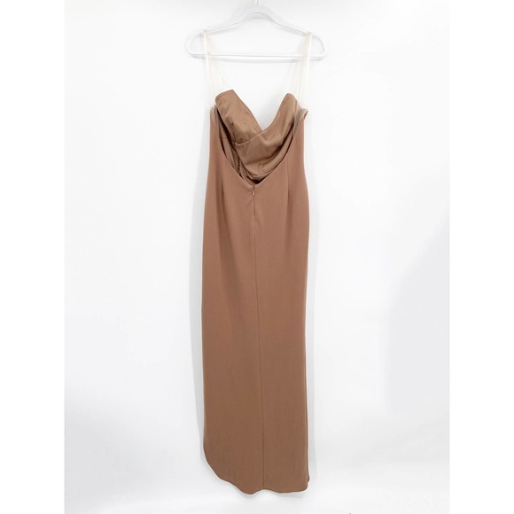 Katie May Colette Cocoa Brown Ruched Slit Cocktail Gown - Picture 5 of 6